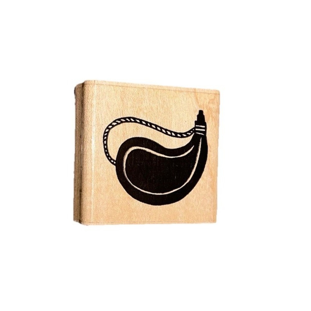 Vintage JRL Design Spanish Bota Bag Water Flask Wood Mounted Rubber Stamp Art